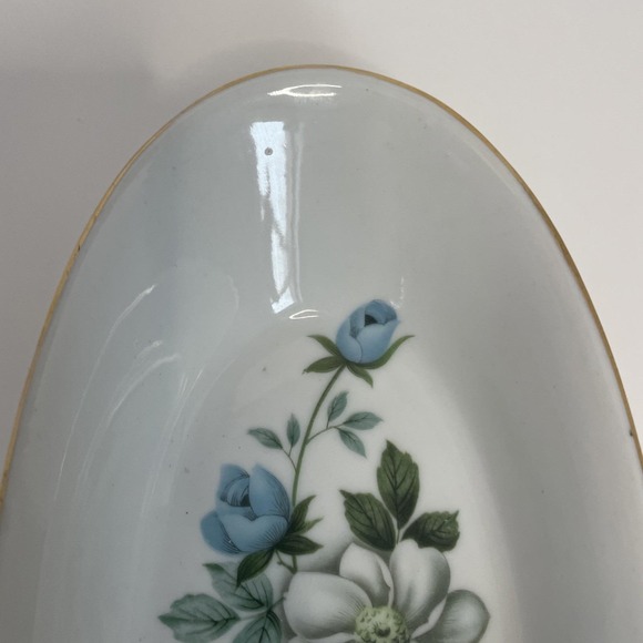 Tilso Japan Vintage Butter Dish Trinket Dish Shades of Blue Roses - Picture 6 of 16